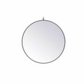 Blueprints 28 in. Metal Frame Round Mirror with Decorative Hook Grey BL2955612
